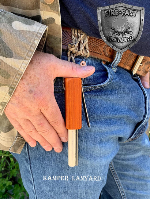 Fire Fast Kamper Lanyard - Compact Durable Lite Weight Emergency Fire Starter for Camping and Hiking