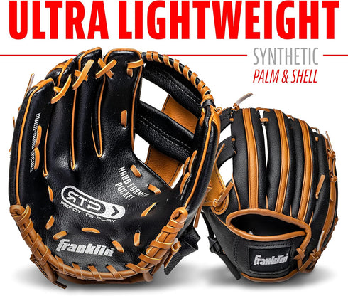 Franklin Sports Kids Baseball Gloves - RTP Youth Teeball Glove + Ball Set - 9.5" Mitt Set for Boys + Girls