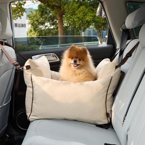 Lesure Small Dog Car Seat for Small Dogs - Dog Booster Seat for Car with Waterproof Bottom, Clip-On Safety Leash