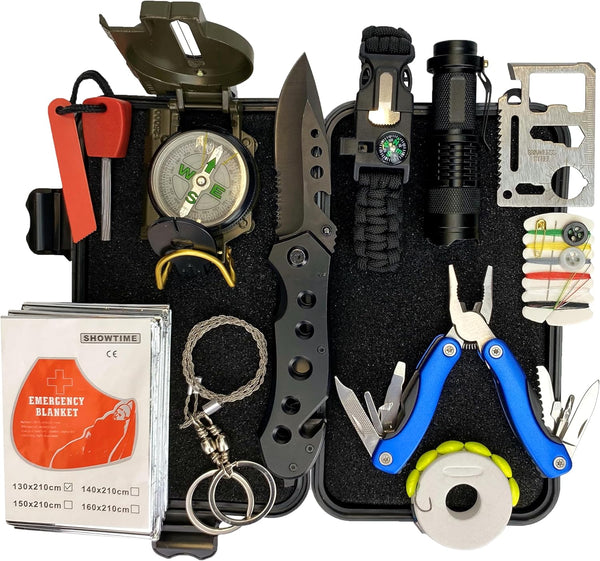 Survival Kit with Tactical Tools, Emergency Gear, Camping Gear - Useful Gift for Men