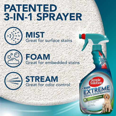 Simple Solution Extreme Pet Stain and Odor Remover, Enzymatic Cleaner, Spring Breeze, 32 Ounces