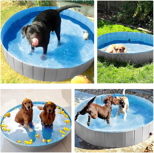 Yaheetech Foldable Dog Bath Pool, Collapsible PVC Outdoor Bathing Tub for Large and Small Dogs (Gray)