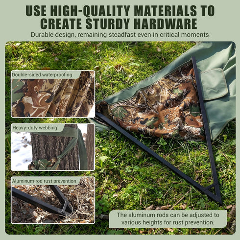NeoBorder Outdoor Low-Profile Hunting Chair, Portable Folding Tree Stand, Hangs on Any Tree, for Deer Hunting, Outdoor