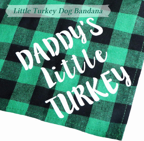 STMK Holiday Plaid Dog Bandanas for Halloween Thanksgiving, Daddy's Little Turkey & Mama's Little Pumpkin Scarf for
