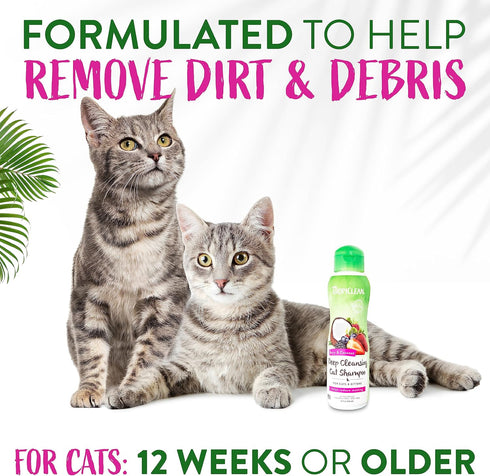 TropiClean Berry & Coconut Deep Cleansing Cat Shampoo | Natural Ingredients | Reduces Matting | Made in The USA | 12 oz