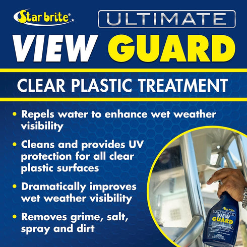 EZ2CY, 22 OZ (095222) STAR BRITE View Guard Clear Plastic Treatment - Ideal for Strataglass, Eisenglass - Enhances Wet