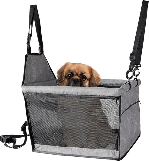 Dog Travel Car Seat Booster with Clip-On Safety Leash, Portable Collapsible Travel Bags for Medium Pets Under 35lb