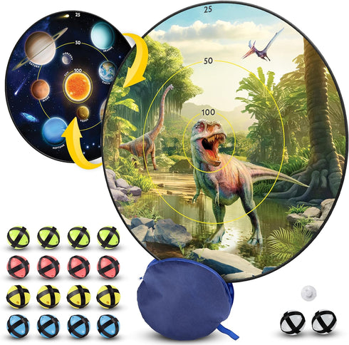 National Geographic Dart Board for Kids, 28" Reversible Dartboard with Sticky Balls, Indoor Dart Game
