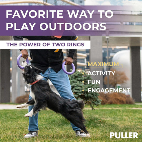 Puller Outdoor Dog Ring Toys - Fetch & Tug of War Toy for Small Medium Large Dogs, Soft Frisbee & Agility Tool