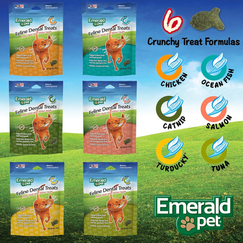 Feline Dental Treats, Grain Free, Salmon Treats, 3 oz, Natural Dental Treats for Cat Teeth and Breath