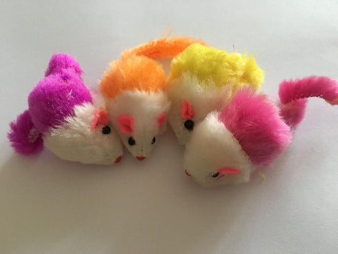 Play Fur Mice Cat Toys, Mixed Bag of 10 Rattling Catnip Toy Mice in 4 Color Variety Pack