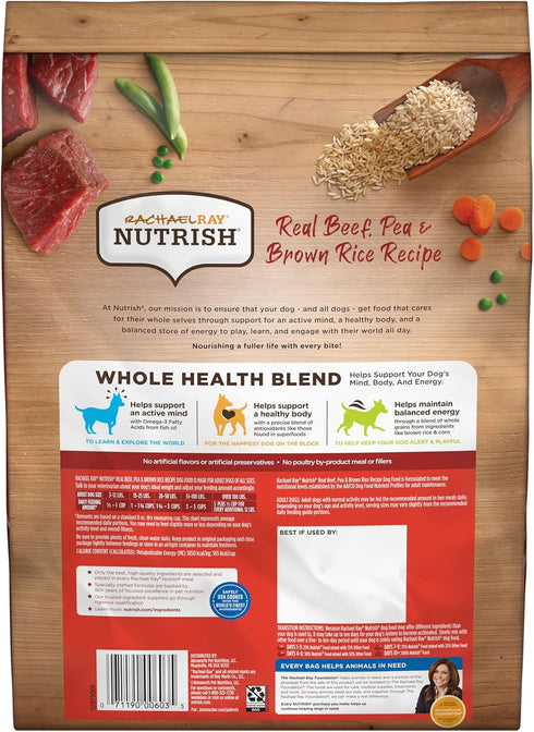Rachael Ray Nutrish Premium Natural Dry Dog Food: Real Beef, Pea, & Brown Rice Recipe, 6 Pounds