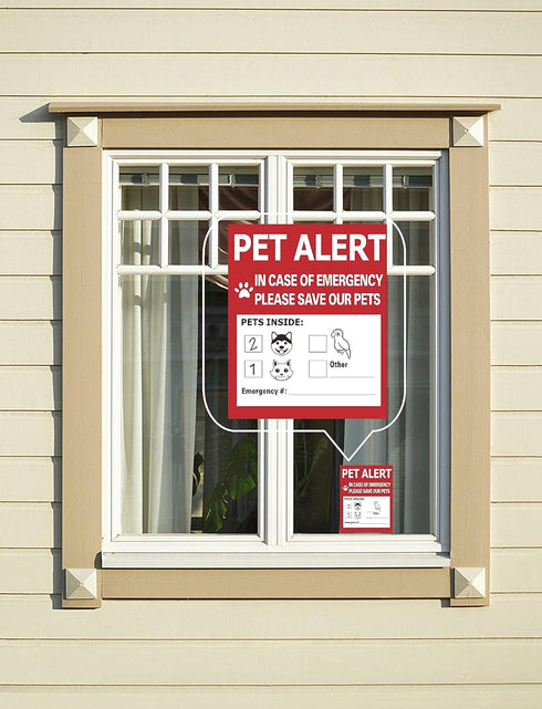 Pet Alert Safety Fire Rescue Sticker - 4 Pack, In Case of Fire Notify Rescue Personnel to Save Pets