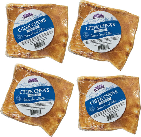 Health Extension Cheek Chews Dog Treat, Non-GMO, Rawhide Free, Training Treats for All Life Stages, Creamy Peanut Butter