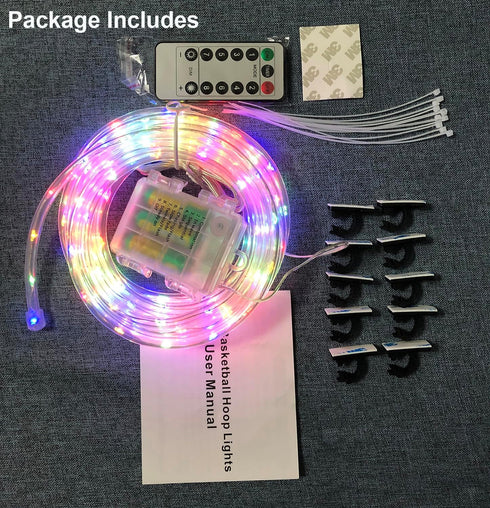 LED Basketball Hoop Lights, Updated Design 18ft LED Rim Light, Waterproof 8 Modes Multicolor for Playing at Night