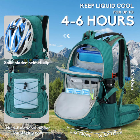 Hydration Backpack with 3L Water Bladder, Insulation Daypack Rucksack for Hiking with Rain Cover
