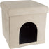 Pet House Ottoman - Collapsible Multipurpose Small Dog or Cat Bed Cube and Footrest with Cushion Top and Interior