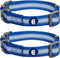 Blueberry Pet Essentials Pack of 2 Reflective Adjustable Dog Collars, Navy Blue, Small, Neck 12"-16"