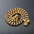 15mm Wide Strong Stainless Steel Bone Style Buckle Gold Dog Chain Collar - 18K Gold Plated Cuban Link for Medium Large