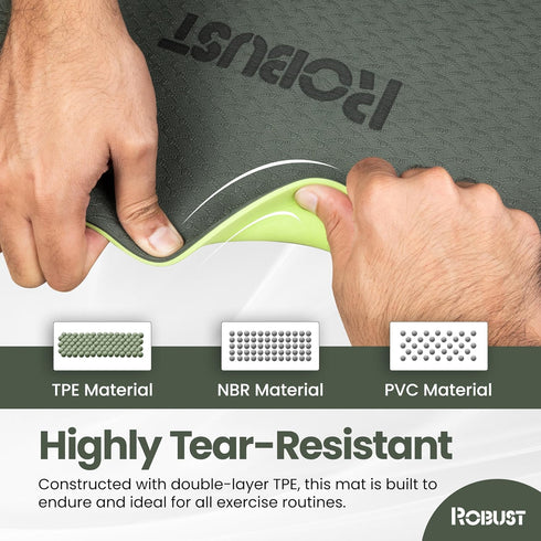 Robust Yoga Mat - 1/4" Thick Non-Slip with Position Lines, Includes Strap & Storage Bag, Eco-Friendly TPE
