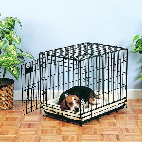 Sherpa Pet Crate Bed with Bumper-Style Cushioning for Comfort, Small, Natural Beige