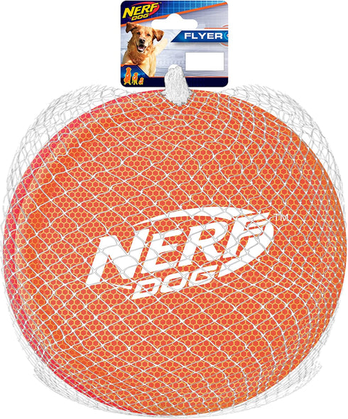 Nerf Dog Nylon Flyer Dog Toy - 9 Inch Lightweight Flying Disc, Durable Water Resistant for Medium/Large Breeds, 2 Pack