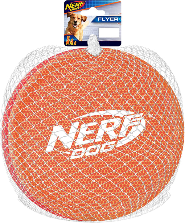 Nerf Dog Nylon Flyer Dog Toy - 9 Inch Lightweight Flying Disc, Durable Water Resistant for Medium/Large Breeds, 2 Pack