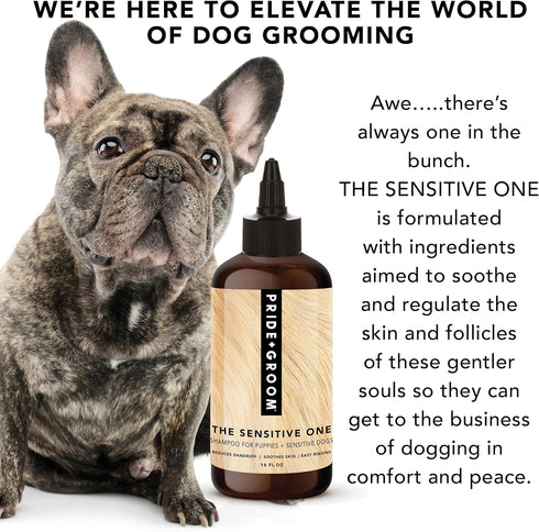 Pride and Groom The Sensitive One Dog Shampoo, All Natural Blend for Puppies & Dogs with Sensitive Skin, 16oz