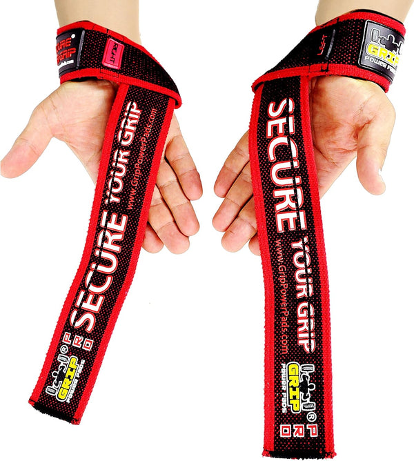 Grip Power Pads PRO Level Cotton Lifting Straps - Neoprene Wrist Pad Support & Silicone Grip, 24" Long, 2" Wide