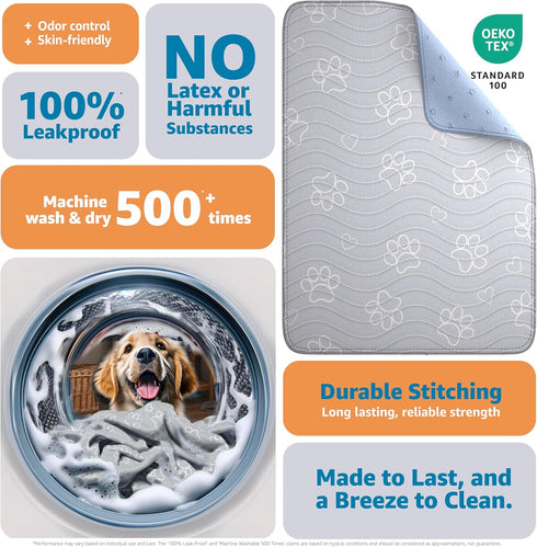 65"x48" IMPROVIA Extra-Large Waterproof Dog Mat - Jumbo Washable Playpen Floor Protector, Non-Slip Pet Pad, Heavy-Duty