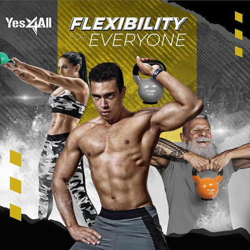 Yes4All Kettlebells, Rubber Base Kettlebell Set for Women, Strength Training Weights (10-65 lbs)