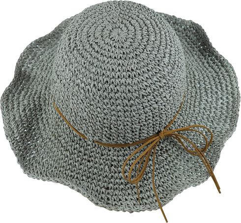 Women Sun Hat, Wide Brim Floppy Beach Hat, Breathable UV UPF 50+ Straw Foldable Packable Summer Cap