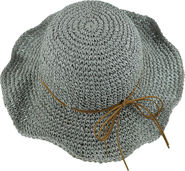 Women Sun Hat, Wide Brim Floppy Beach Hat, Breathable UV UPF 50+ Straw Foldable Packable Summer Cap