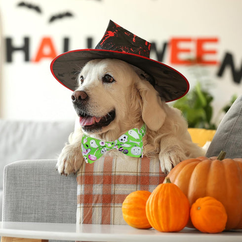 2023 NEW Halloween Holiday Dog Collar with Bow Tie for Boys and Girls, Suitable for Small Medium Large Dogs