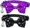 2 Pack Cat Collar with Bow Tie and Bell, Breakaway Starshine Collar for Male Female Cats (Black+Purple)
