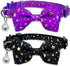 2 Pack Cat Collar with Bow Tie and Bell, Breakaway Starshine Collar for Male Female Cats (Black+Purple)