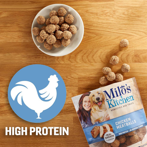 Milo's Kitchen Homestyle Dog Treats, Chicken Meatballs, 18 Ounce, High Protein, No Artificial Flavors