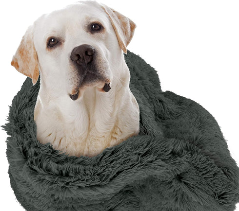 The Dog’s Blanket Sound Sleep Donut Blanket, XL, Calming Anti-Anxiety Snuggler Blanket, Steel Grey