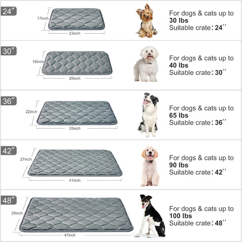 Dog Crate Mats, Soft Washable Kennel Pads with Anti-Slip Bottom for Large Medium Dogs, 35x22, Grey