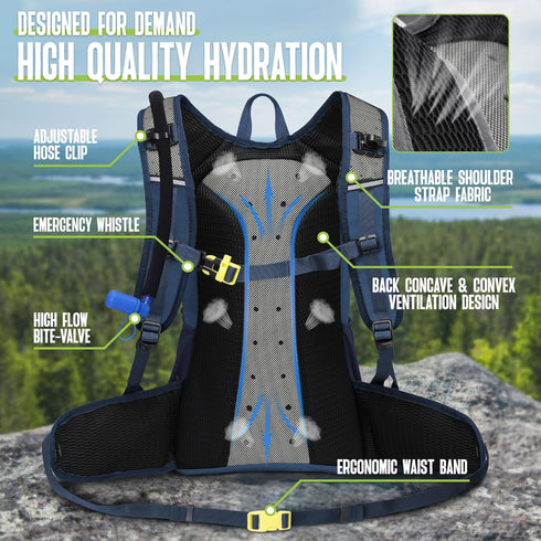 N NEVO RHINO Hydration Backpack, Insulated Hiking Pack with 3L Water Bladder