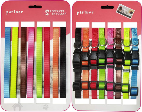 PARTNER Puppy ID Collars, Super Soft Nylon Adjustable Breakaway Collars for New Born Pets with Record Keeping Charts