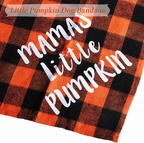 STMK Holiday Plaid Dog Bandanas for Halloween Thanksgiving, Daddy's Little Turkey & Mama's Little Pumpkin Scarf for