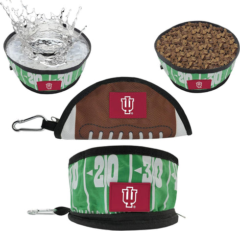 NCAA INDIANA HOOSIERS Collapsible Dog Travel Bowl - Food and Water Bowl for Dogs & Cats - Portable Leak-Proof Pet Bowl