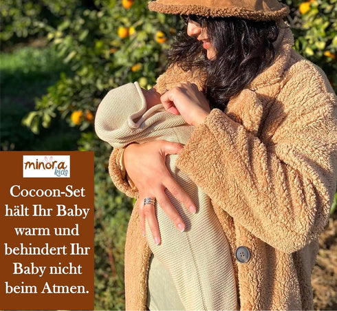 Newborn Essentials Baby Swaddle Blanket Set, 1 Piece (1 Pacifier Holder, 1 Cocoon Swaddle Sleep Sack, 1 Teddy Bear),