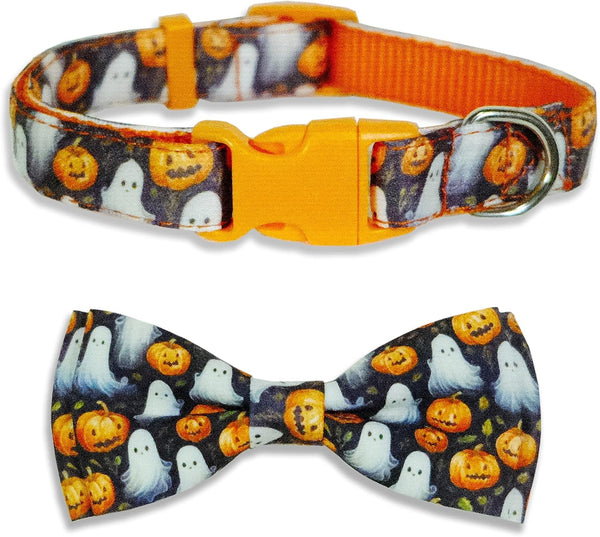 2023 New Halloween Dog Collar with Bow Tie for Boys and Girls, Small Medium Large Pets (Animal Print, Medium)