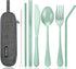 Portable Stainless Steel Flatware Set, Travel Camping Cutlery with Waterproof Case, Green