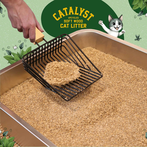 Catalyst Natural Soft Wood Cat Litter (2 Pack, 10lb Bags) - Superior Odor Control, Strong Clumping, Biodegradable