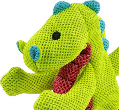 goDog Dragons Squeaky Plush Dog Toy - Green, Small with Enhanced Chew Guard