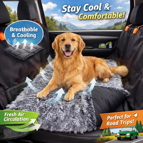 Hahafelt 54"x24.8"x3.9", Backseat Pet Bed Mat, Washable Dog Bed for Car, Soft Nonslip Travel Dog Car Seat Cover, Fits