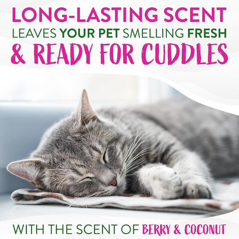 TropiClean Berry & Coconut Deep Cleansing Cat Shampoo | Natural Ingredients | Reduces Matting | Made in The USA | 12 oz